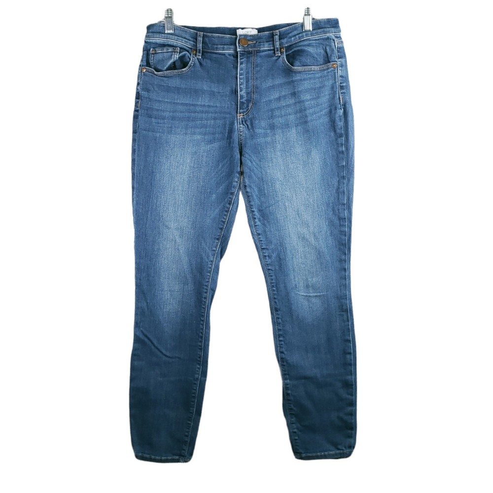 Loft Outlet Skinny Jeans Womens 12 Blue Medium Wash Whiskering Mid-Rise